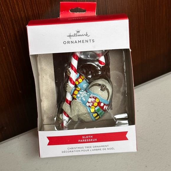 Hallmark Christmas Ornament Sloth figure wearing colorful sweater - Picture 5 of 8
